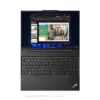 A Lenovo ThinkPad E16 Gen 1 laptop displays a PowerPoint presentation titled "Wood Work" on its screen.