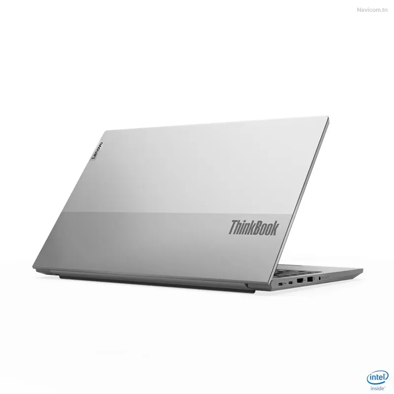 lenovo thinkbook ThinkBook 15 G2 ITL back A sleek Lenovo ThinkBook 15 G2 ITL laptop with a silver finish, showcasing the brand logo on the lid, angled view.