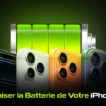 Four iPhone 17 models in various colors with a battery icon, highlighting tips for optimizing battery life.