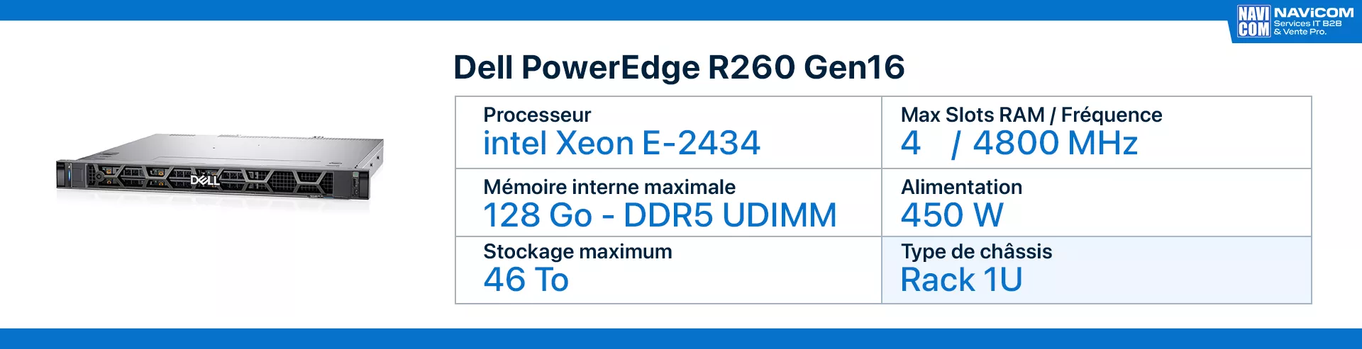 serveur dell R260 Gen16 fiche technique